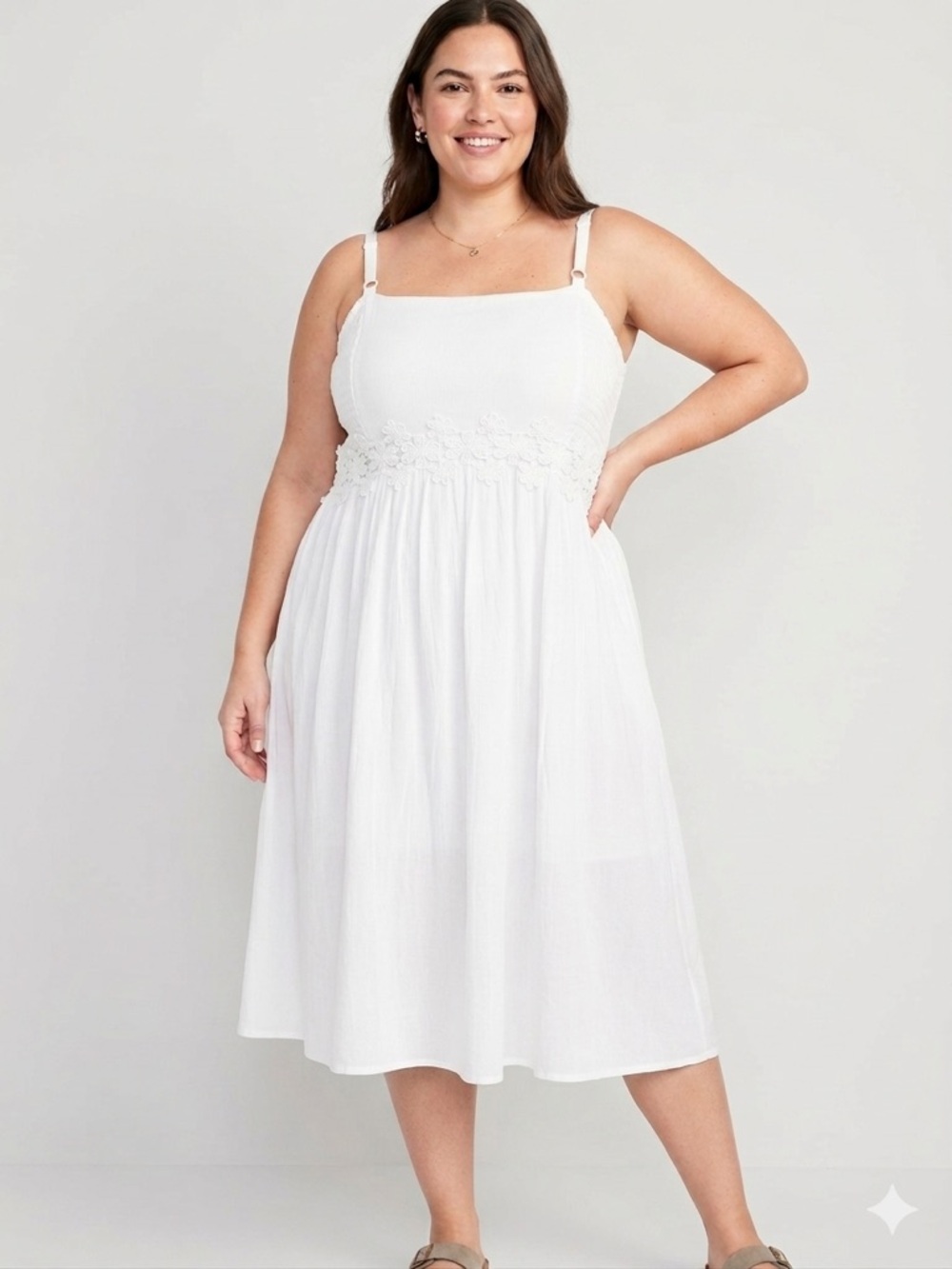 Addition Elle White Dress with adjustable spaghetti straps